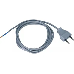 Kopp 140620096 Europa-Zuleitung, Europa-Stecker und abgemanteltes Leitungsende mit Aderendhülsen, 2-polig, Farbe: stahl  - 10 Stück