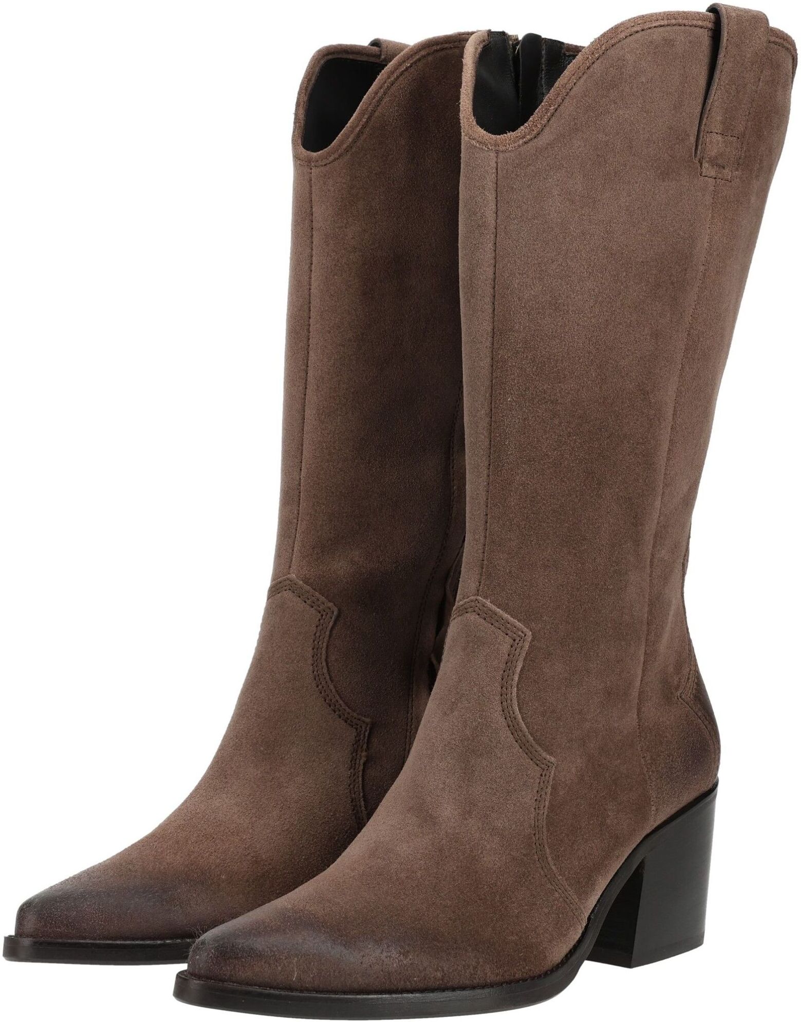 Stiefel PAUL GREEN "Paul Green Stiefel Veloursleder", Damen, Gr. 37,5, braun, Veloursleder, Schuhe Stiefel