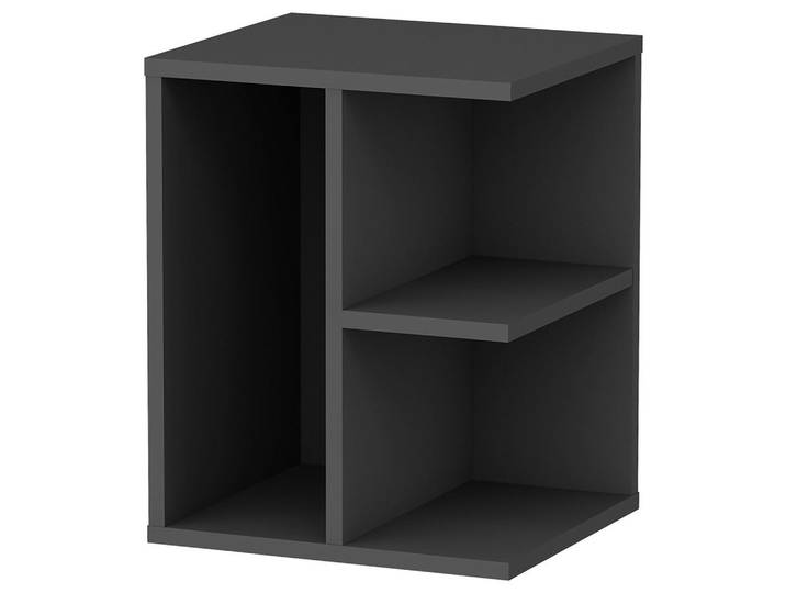 Nachtkästchen, Anthrazit, Walnuss Dekor, H: 50 cm,
