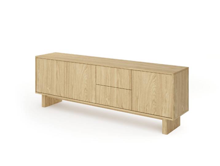 Masseno TV-Schrank TRAVE 183,3 cm mit 2 Schubladen und 3 Türen TV-Lowboard für Wohnzimmer Modern 183,3x38,1x61,7 cm Eichefarben