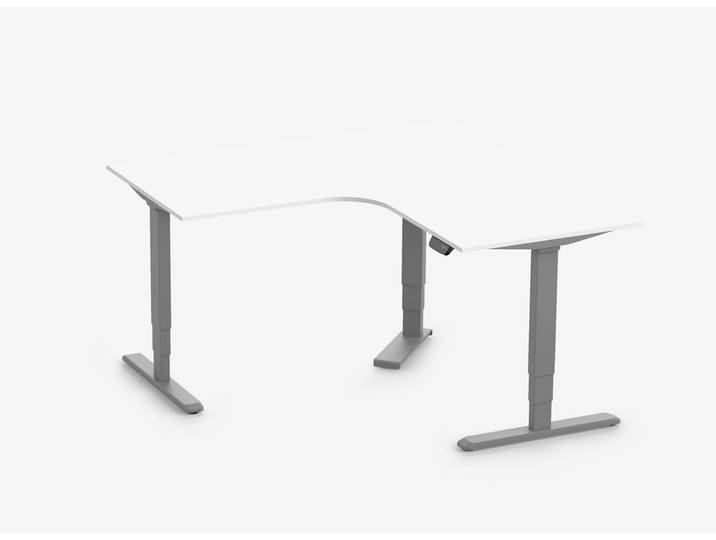 Primus Eckschreibtisch, Gestell Grau, Tischplatte 1800/800 x 1780/800 Topweiß