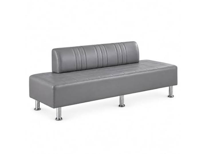 Modernes Wartezimmer-Sofa mit Rückenlehne, Schwarze Kunstleder-Sitzbank Gepolsterte Empfangsbank mit Hoher Belastbarkeit für Büro, Salon, Praxis, Hotel und Geschäft(D,150CM/59.06IN)