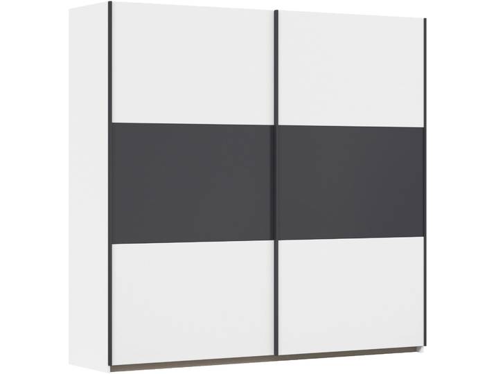 Schwebetürenschrank RAUCH Kleiderschrank Schrank Garderobe Garderobenschrank Wäscheschrank NEO , weiss (alpinweiß, graumetallic), B:218cm H:210cm T:59cm, Holzwerkstoff, Schränke, Schwebetürenschrank, mit grosszügigem Stauraum und vielfältigen Farbkombinationen