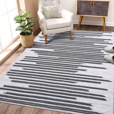 Garvee Modern Horizontal Stripe Washable Area Rug
