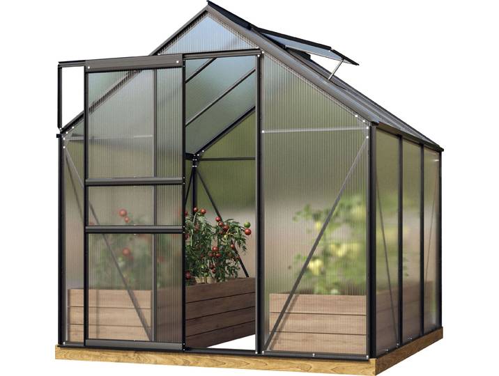 Gewächshaus VITAVIA Venus 3800 , schwarz, B:195cm H:197cm T:195cm, Gewächshäuser, Gewächshaus, Alu-Profile, 4 mm Hohlkammerplatten