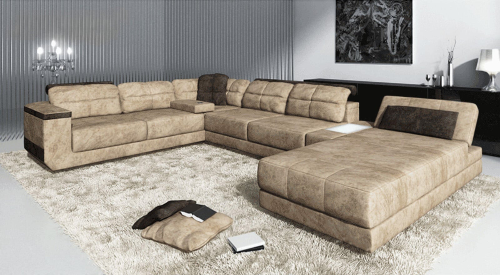 Designer U-vorm Ledersofa voor in de woonkamer