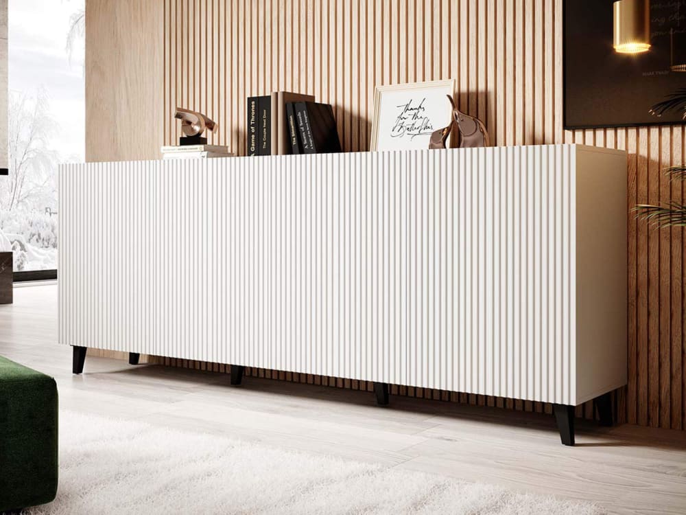 Best Mobilier Buffet bas 4 portes 200 cm noir / blanc Noir 200x83x40cm