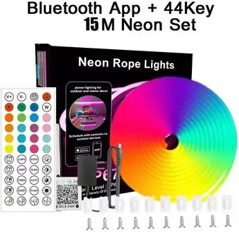 On Spot Shop 24V RGB Neon LED Lights Strip, Flexible Bluetooth App Controlled Tape For Wall, Childrens Room, More 15m 49.21ft us Plug