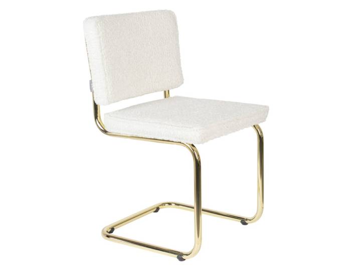 Chaise en tissu bouclé blanc