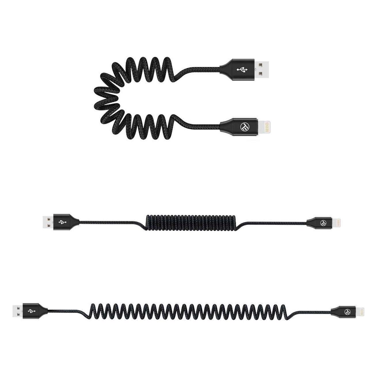 Tellur Data cable Extendable USB to Lightning 3A 1.8m black (1.80 m, USB 2.0) (TLL155396)