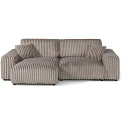 Ecksofa Cord Velours 237x144x79 grau PAULINA
