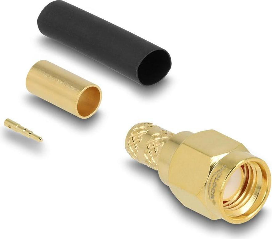 Delock 91781 SMA naar SMA adapter, messing/goud, 50 ohm