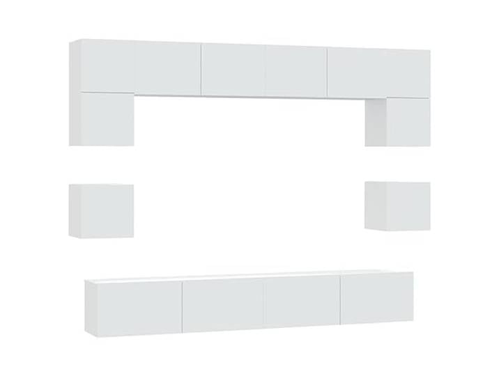 GKHPYURE TV-Möbel-Set, 8-teilig, weiß, Holz, mehrschichtig Wanddesign, praktische Tür, großer Raum, 4 Größen