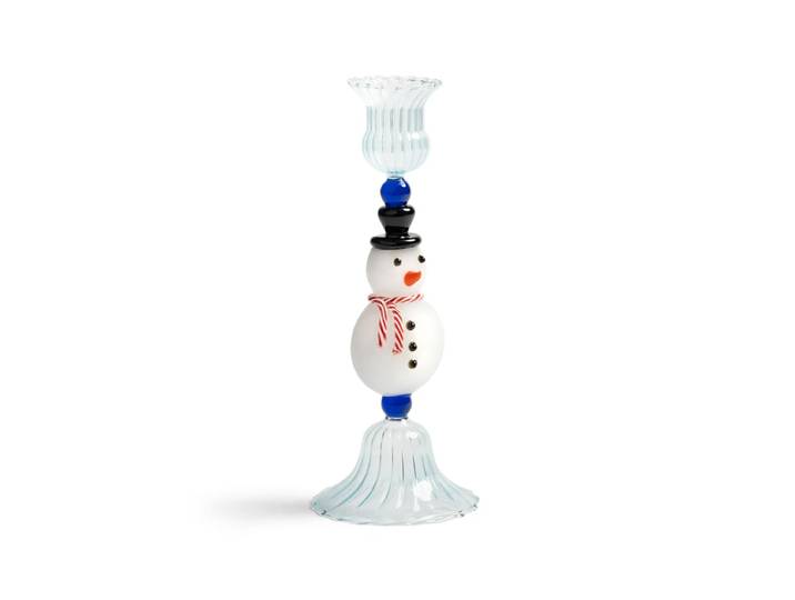 &klevering - Merry Kerzenhalter Schneemann, Ø 7,5 x 20 cm, mehrfarbig