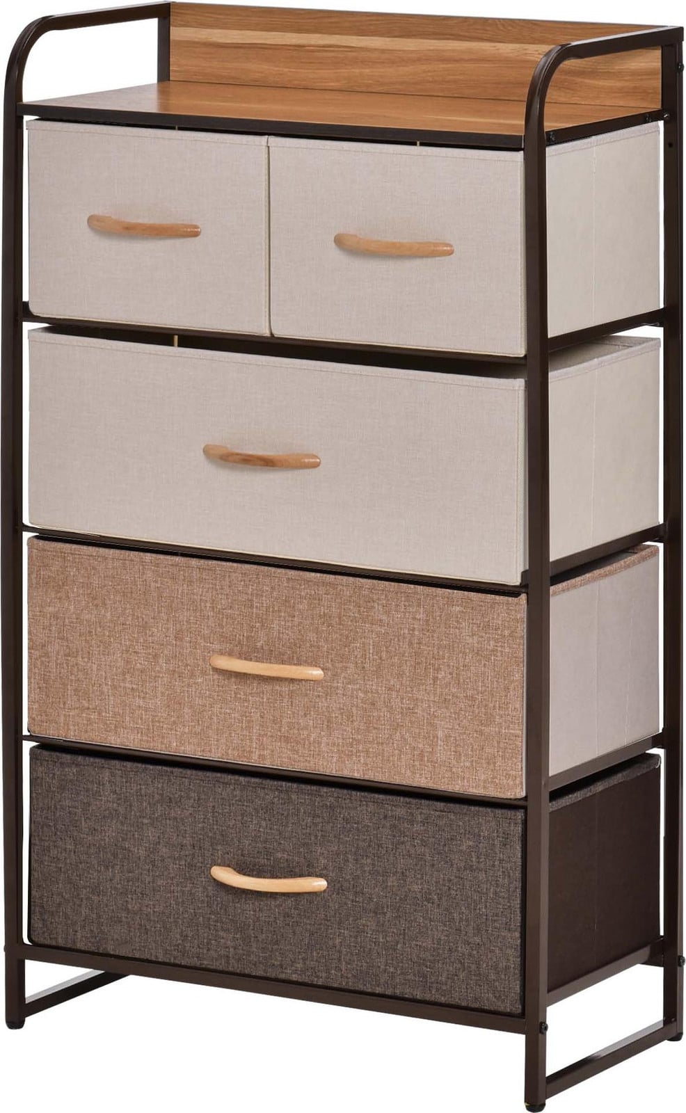 HOMCOM Kommode dressoir met 5 opklapbare stoffen lades voor de woonkamer, slaapkamer of hal