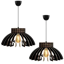 WellHome 2er-Set Deckenlampen 55cm in Schwarzem Design Krone