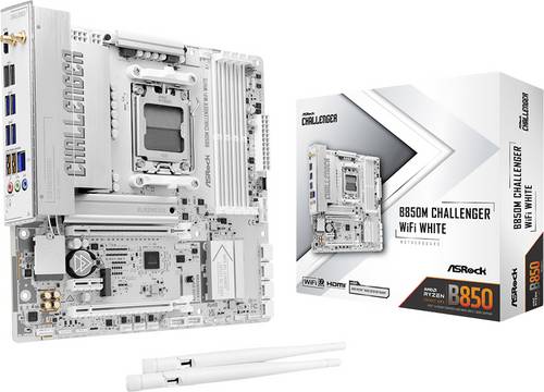 ASRock B850M Challenger WiFi White AM5m Mainboard Sockel (PC) AMD AM5 Formfaktor (Details) Micro-ATX Mainboard-Chipsatz AMD B850