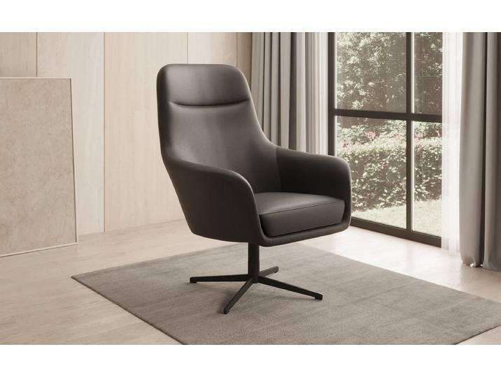 Designer Sessel Ren 360° Drehfunktion in Echtleder - Weiß - Echtleder - Luxusbetten24