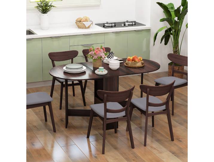 HOMCOM Table Pliante Ovale Bois Marron Gain de Place