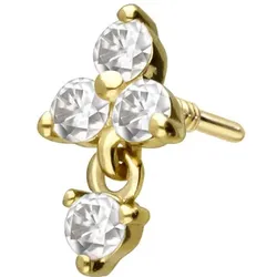 14 Karat Gold Schraubaufsatz mit Außengewinde MOISSANIT-BLUME + MOISSANIT