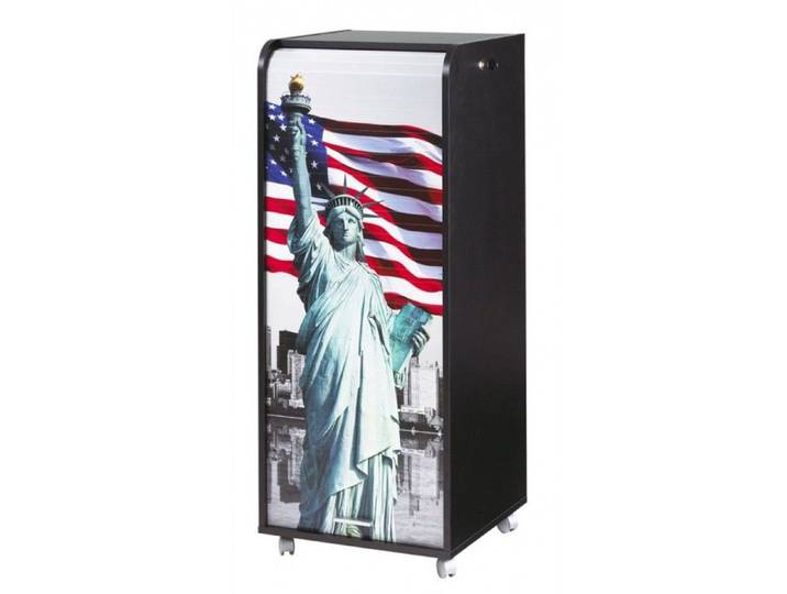 Caisson de bureau mobile - SIMMOB - Imprimé Liberté - Noir - 3 tiroirs - Fermeture à clé