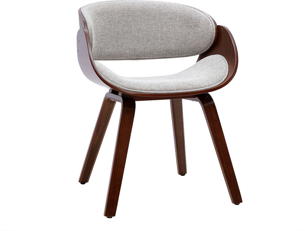 Miliboo Design-Stuhl aus Stoff in strukturierter Samtoptik grau und dunklem Holz BENT