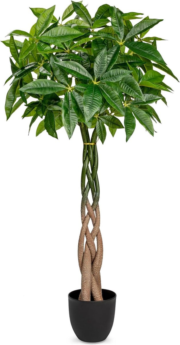 Merkloze Pachira Aquatica kunstplant, Gelukskastanje bonsai in pot, 85 cm hoog