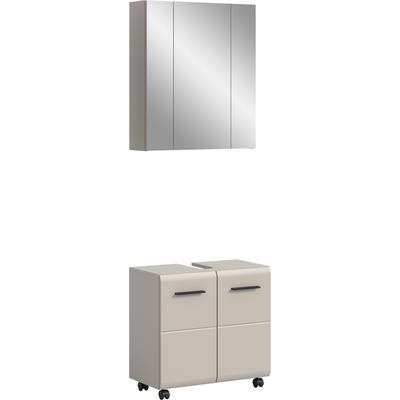 Badmöbel-Set INOSIGN "FLORENZ, 2-tlg. Bad-Kombination, hochwertige MDF-Front", kaschmir, B:60cm H:185cm T:30cm, Kastenmöbel-Sets, Badmöbel-Set, Bad-Kombination, Bad-Möbel, Badezimmer, Kombination, Kombi