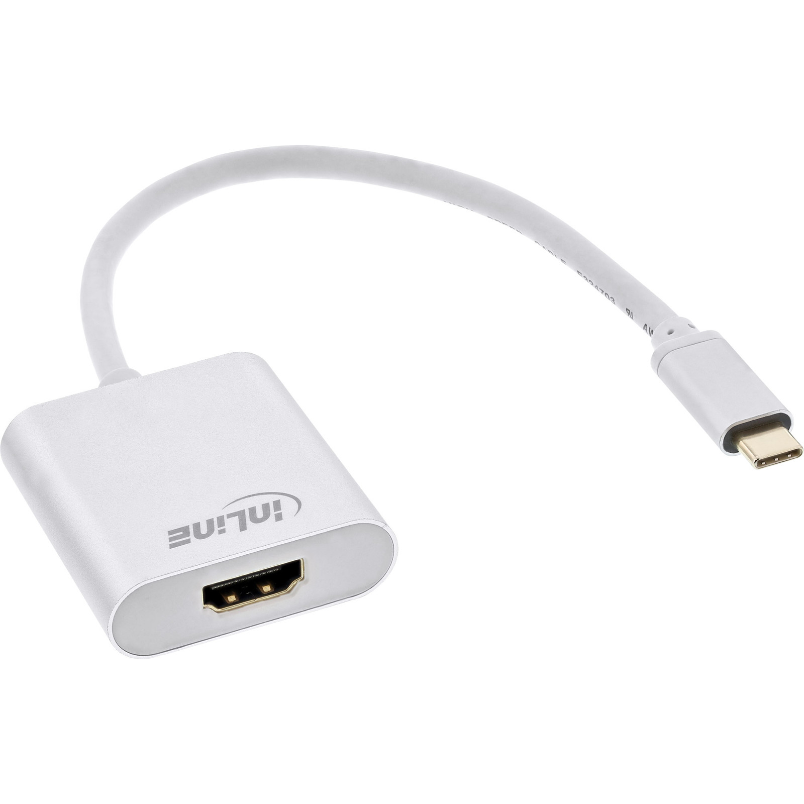 InLine 64101S USB-C naar HDMI adapter kabel, verguld, 0,2 meter