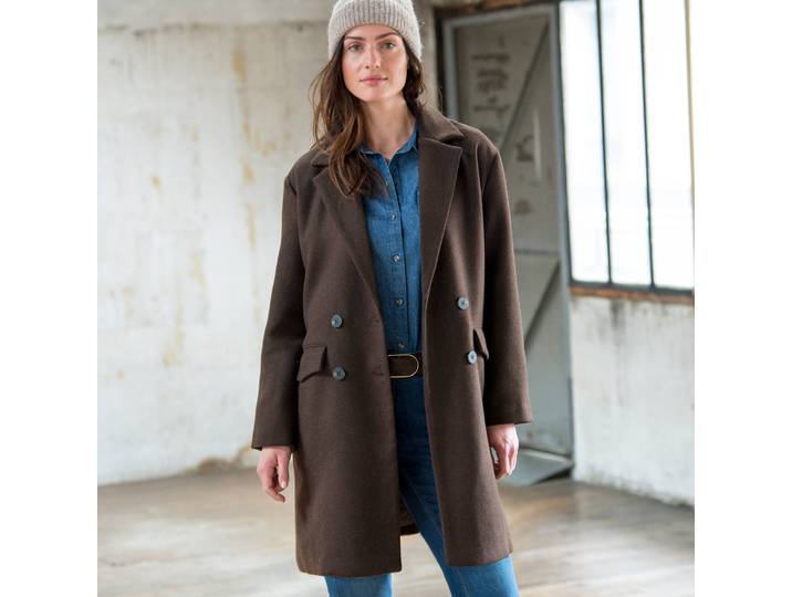 Manteau mi-long à col tailleur, boutonnage croisé - Blancheporte
