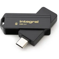 Integral INFD64GB360CSEC3.2 (64 GB, USB-A), USB Stick, Schwarz, Gold