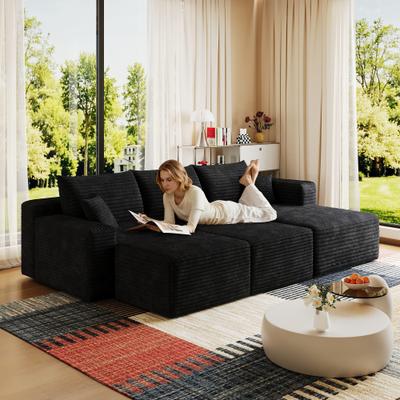 Loedds 95-inch 3-Seat Reversible U-Shaped Modern Sectional Sofa with Ottoman and No Assembly Required for Living Room