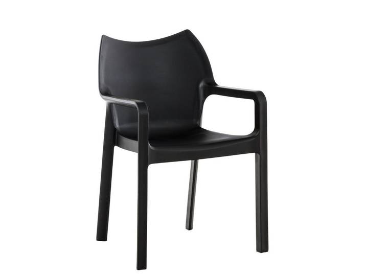TPFLiving Stuhl UV-Beständig, Stuhl mit bequemer Sitzfläche: Kunststoff schwarz