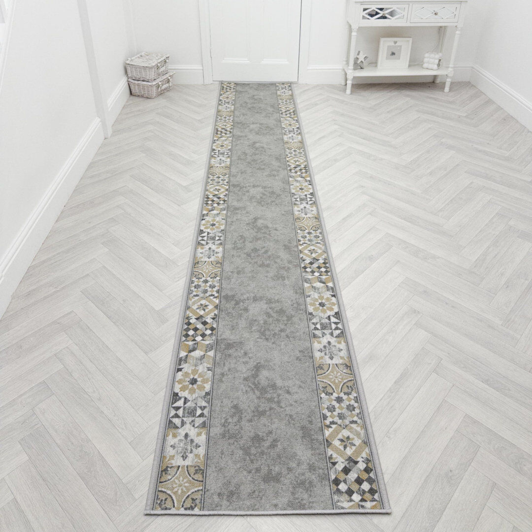 Lark Manor Runner Vintage Look Looped / Hooked Area Rug Grey Runner 80 x 210 cm