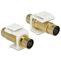Delock Keystone Modul Mini-DIN 4 Pin Buchse > Buchse vergoldet weiß