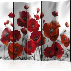 Paravent Poppies in the Moonlight II Rot/Hellgrau