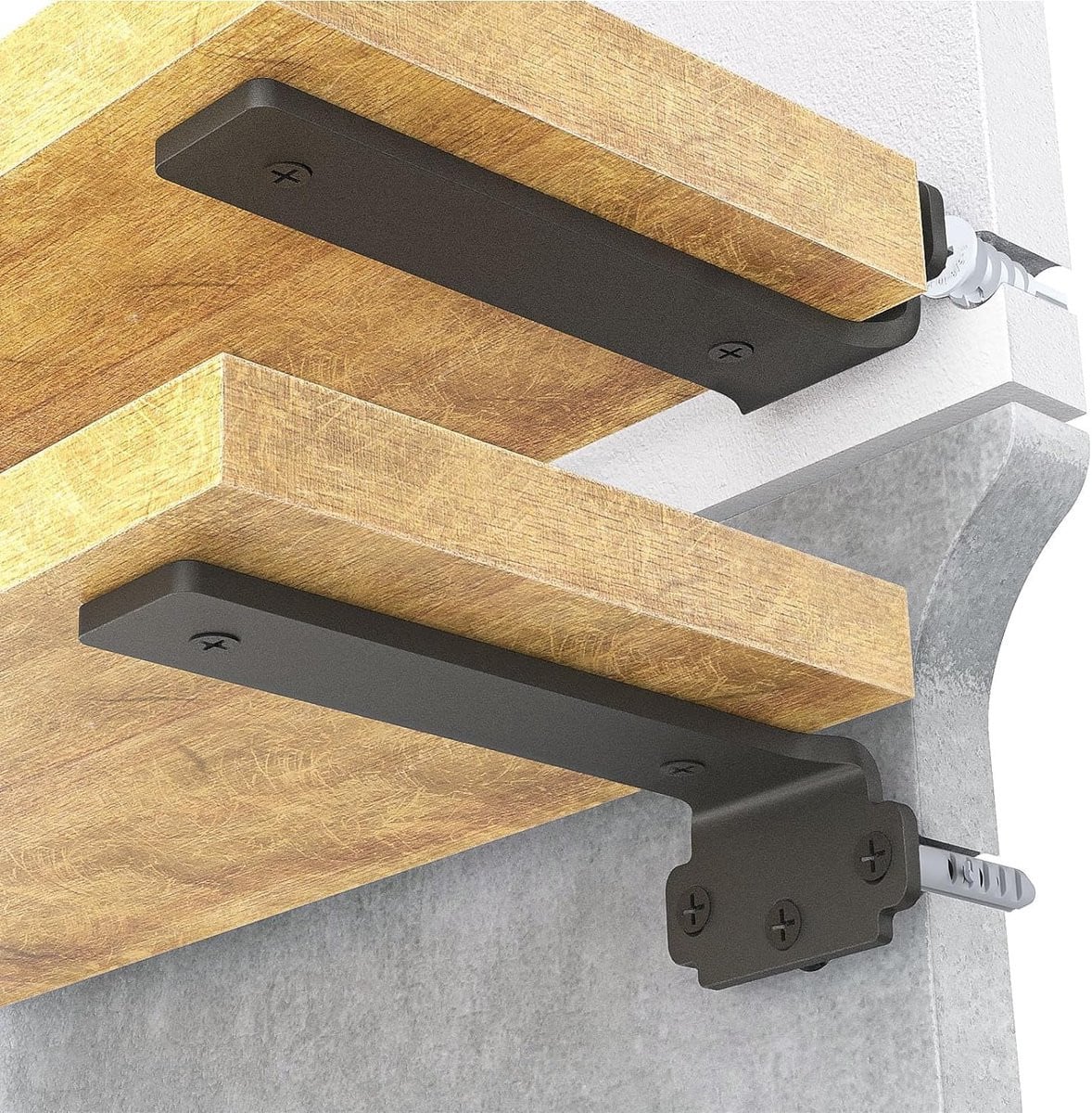 SnelShoppen Set van 6 Zwarte Wandplank Beugels 10cm - Stevige Metalen Planksteunen met 75kg Draagvermogen