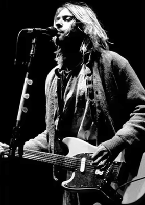 Inspire Curations Vintage Kurt Cobain Black & White Canvas Poster Retro Rock Wall Art Decor c 20x30cm No Frame