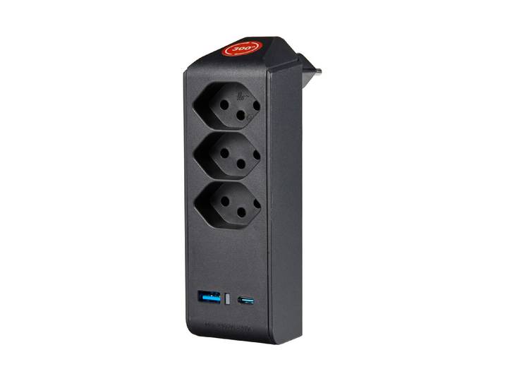 Brennenstuhl Abzweigstecker 3x T13 + USB A/C schwarz