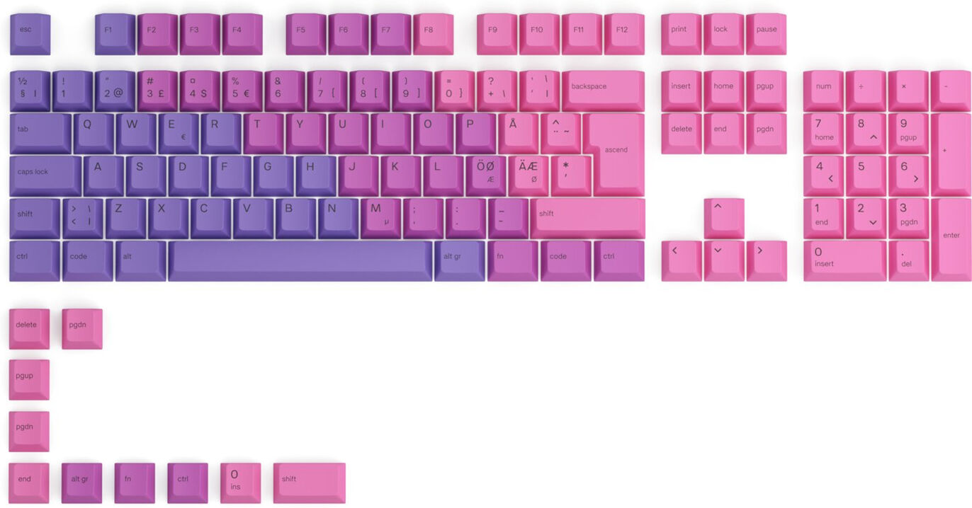 Glorious Gpbt Keycaps Iso - 115 Pbt Caps Nordic-Layout - Nebula