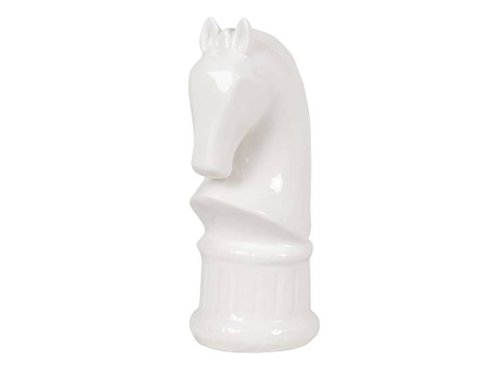 Deko-Schachfigur Springer aus Porzellan, weiß H25cm