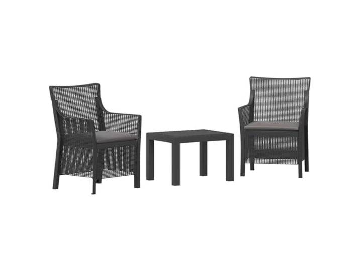 Makastle 3er Lounge-Set Anthrazit PP, 2 Sessel & Beistelltisch