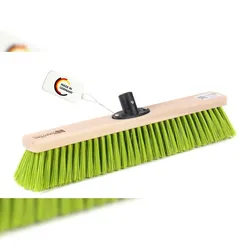 Qualitäts Straßenbesen 50cm Breit mit QuickFix-Stielhalter neon-grüne Kunststoff-Borsten Besen Kehrbesen ohne Stiel