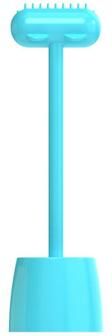 Snug & Styled Universal Long Handle Pet Grooming Comb For Cats & Dogs With Stable Base blue