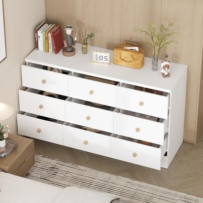 Timechee 9-Drawer Chest Dresser with Gold Knobs Storage Cabinet Buffet