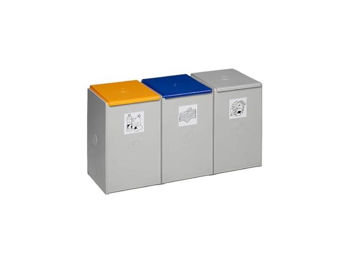 Certeo Wertstoffsammler aus Kunststoff Station mit je 60 l Volumen, 3-fach-Sammler