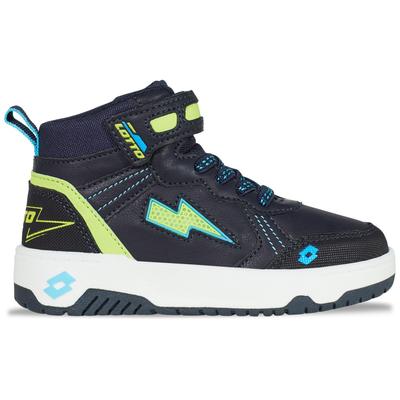 Sneaker LOTTO, Mädchen, Gr. 25, blau (navy, lime), Synthetik, Textil, mehrfarbig, Schuhe Sneaker, - mit coolen Lichteffekten