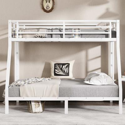 GREATPLANINC Twin over Full Metal Bunk Bed with 38 Slats Guardrails Ladders