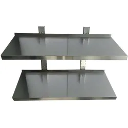 Vaiotec Edelstahl Wandbord  EASY inkl. Konsolen - 2 Etagen - 200 x 30 cm