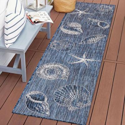 Trans Ocean Import Co Inc "Lioran Shell Rug Runner, 1'11"" x 4'11"", Navy"